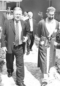 Ambassador of Portugal in India with All-Party Hurriyat chairman Mirwaz Umar Farooq at his residence in Hazratbal, Srinagar, on Sunday. 