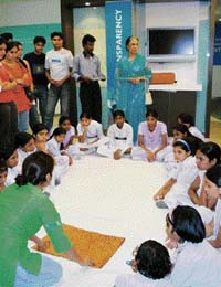 Children from Bal Niketan, Sector 15, Chandigarh, attend a workshop