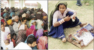 Rush of devotees at Guga Mari in Chhapar village; and (right) a nomadic girl enjoys a sweet drink during the mela on Tuesday