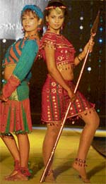 Students of NIIFT exhibit their creations during a fashion show in Mohali on Thursday.