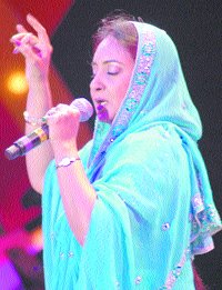 Singer Jaspinder Narula perfoms during a musical evening in Amritsar on Thursday.
