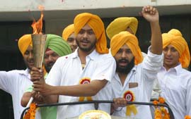 The group of 100 youths scheduled to participate in a rally to be held in Amritsar on Friday, carrying the flame.