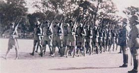 Under Officer Smith Dun commanding the first passing out parade at the IMA, Dehra Dun