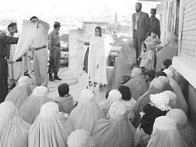 Afghan women being told about sanitation and hygiene at one of the new Sulabh complexes.