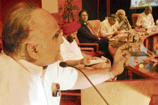 Prof N. K. Ganguly, director general, ICMR, speaks during a seminar on the concluding day of the Panjab University diamond jubilee celebrations in Chandigarh on Tuesday.