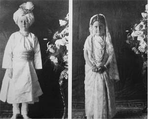 M.M and her brother Bill in Indian dresses, courtesy Teeta-ayah