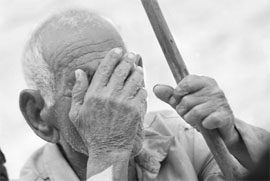 An inmate of an old-age home in Jammu.