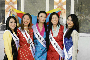 Women participants of the Miss Tibet Pageant, 2007, pose for photographers at McLeodganj, Dharamsala, on Friday.