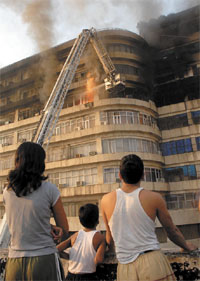It took three hours for 45 fire tenders to extinguish fire at Mayur Bhawan in Connaught Place on Saturday morning.