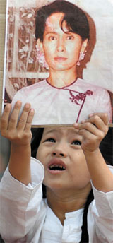 A child activist during a protest against the Myanmars military regime in the Capital on Saturday.