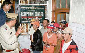 Tibetan children at McLeodganj before leaving the state on Monday.