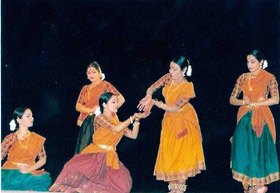 Members of Nrityashree perform as part of Prof C.V. Chandrasekhar's Kreeda