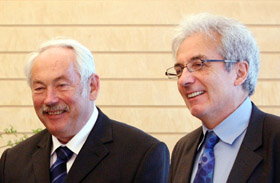 Peter Gruenberg of Germany and Albert Fert of France