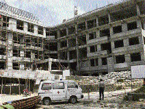The new civil hospital building under construction at Palampur. Its completion has been delayed by more than one year.