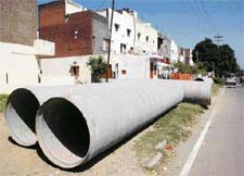 Water pipelines which are to be laid in Sector 30.