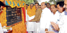 Parliamentary secretary, Haryana, Dura Ram lays the foundation stone of a new road at Ayalki village in Fatehabad on Sunday.