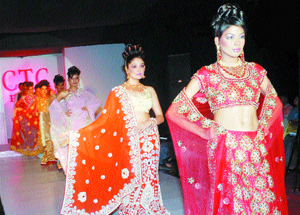 Models sashay down the ramp at the inauguraiton of the CTC Plaza in Jalandhar on Sunday