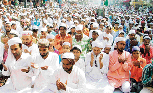 Muslims offer prayers on Id in Ludhiana on Sunday