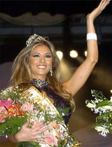 Miss Lebanon Nancy Afiouny after being crowned Miss Intercontinental 2007 at a pageant held by World Beauty Organisation on Mahe island