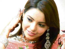 TV star Aamna Sharif during a press conference in Jagadhri on Monday.