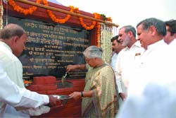Chief Minister Sheila Dikshit lays the foundation stone of a working womens hostel at Sector-22, Rohini, in the Capital on Tuesday. 