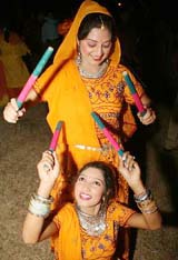 Yound girls perform garba during Navratra celebrations in Jammu.