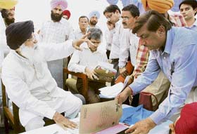 Chief Minister Parkash Singh Badal at a sangat darshan programme at Lambi