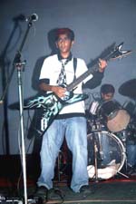 Stash, an all boys band, performs at Noida Kalibari on Friday.