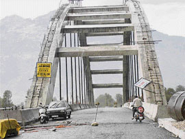 The majestic Jia bridge across the Parvati river near Bhuntar in Kullu district, which has been thrown open to traffic.