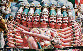 A statue of Ravana in Madurais Meenakshi temple.