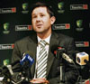 Ricky Ponting addresses a press conference at Sydney International Airport following the Australian teams return from India on Monday.