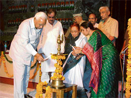 Haryana Governor A.R. Kidwai lights a lamp at the inauguration of a function by the Association of People of Asia in Panipat on Tuesday.