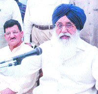 Chief Minister Parkash Singh Badal addresses the media after inaugurating the bus terminus in Jalandhar on Wednesday.