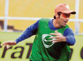 India Red captain Mohd Kaif in action during the practice session of N.K.P Salve Challenger trophy cricket tournament at Sardar Patel Cricket Ground in Ahmedabad on Wednesday.