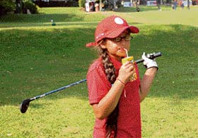 Gurjot (9), the youngest participant at the Punjab Ladies Open Golf Tournament in Chandigarh