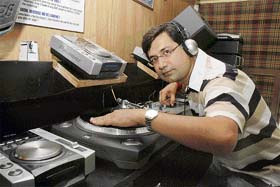 A DJ at work