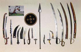 A view of ancient weapons displayed at Jayanti Archaeological Museum in Jind