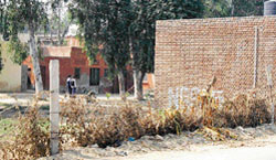 A picture taken on Wednesday shows the boundary wall of the Government Senior Secondary Model School for Boys, Abohar.