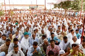 A section of the crowd at a convention of Rao Ajit Singhs supporters in Rewari