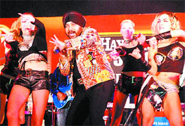 Punjabi pop singer Daler Mehndi performs in Jalandhar.