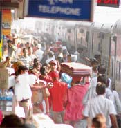 Heavy rush at the local railway station in Ludhiana as migrant workers leave for their homes.