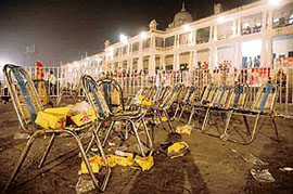 The YPS Patiala ground lies littered after the live show on Friday. 