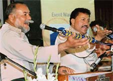 Wadali brothers perform at the Chandigarh Golf Range in Chandigarh on Sunday.