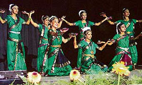 Students perform a dance at the annual function of Sacred Heart Convent School, Ludhiana, on Sunday.