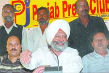 Gurbinder Singh Atwal, former Congress MLA, interacts with mediapersons in Jalandhar on Monday.