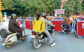 Residents struggle to find their way outside the PCA Stadium in Mohali