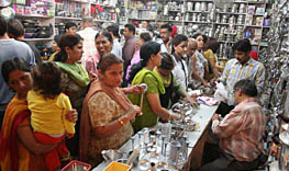 Residents buy utensils on the occasion of Dhanteras in Jalandhar on Wednesday.