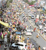 Shoppers out on Diwali eve on Thursday in Yamunanagar.