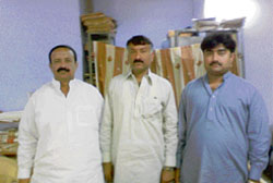 Hazi Gulam Nasir, Qazi Fahim Iqbal and Qazi Saleem Iqbal from Pakistan pose for a photograph at Fatehabad