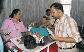 One of the injured under treatment at ESI Hospital, Parwanoo.